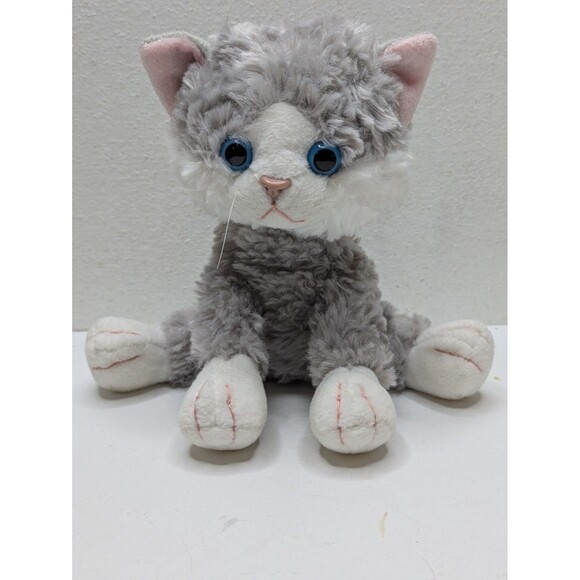 Russ Berrie Cat Kitty Gray White Paws Blue Eyes Misty Small 6.5" Plush HTF Rare - Picture 1 of 7